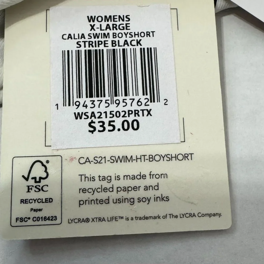 CALIA By Carrie Underwood NWT Sz XL Stripe White/Black Wide Band High Rise Swim - Picture 3 of 6